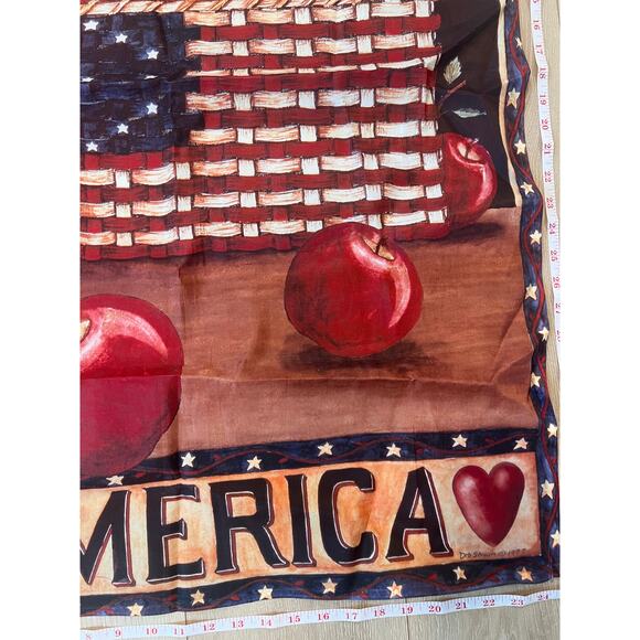 Vintage Outdoor Porch Flag American Flag Basket of Red Apples Patriotic JL - Picture 4 of 9